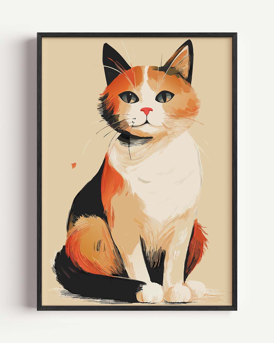 Schattige Calico Kat aan de Muur Poster