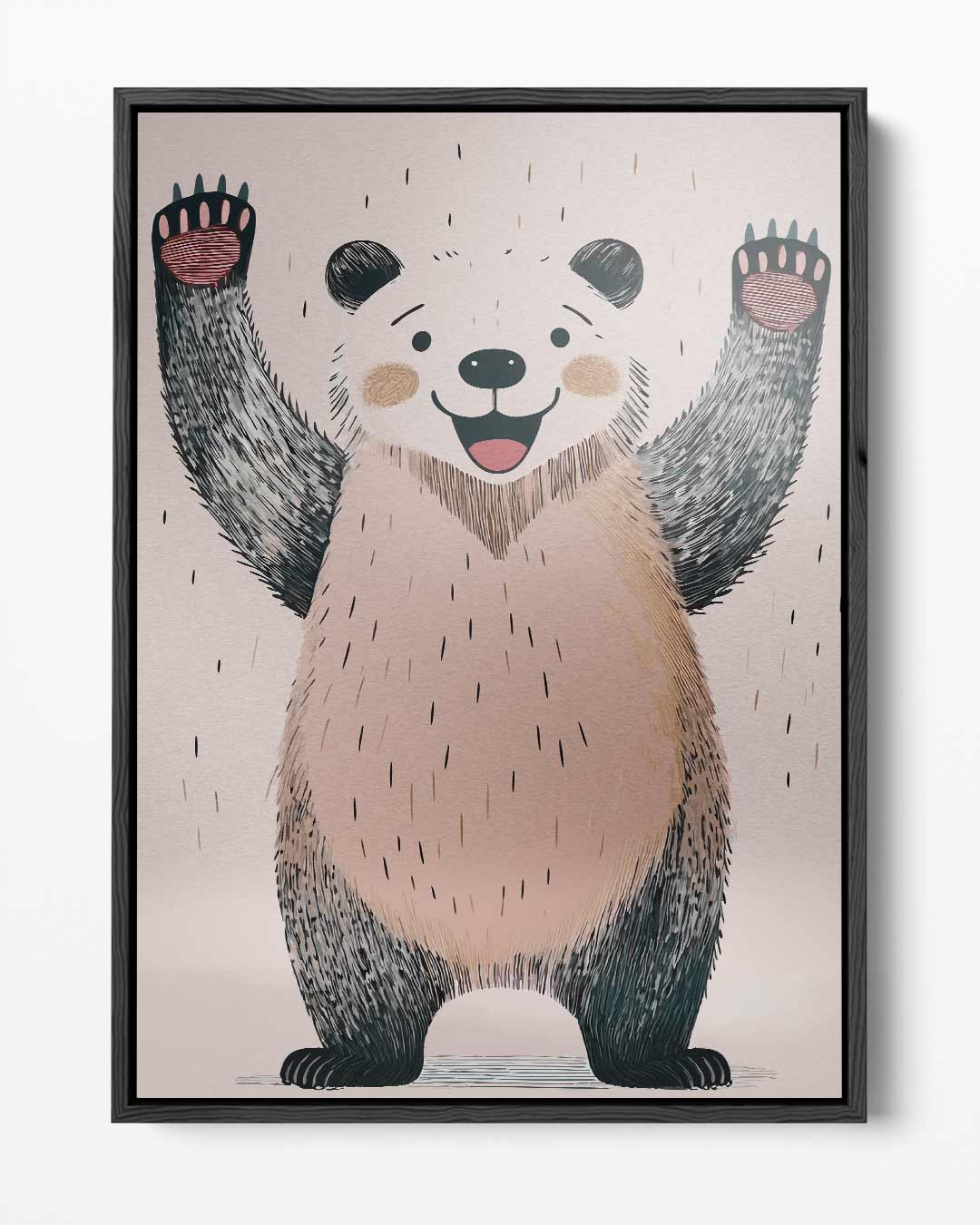 Vrolijke Panda Illustratie Kunstwerk-canvas-dibond-plexiglas-wanddecoratie-WallArtistic