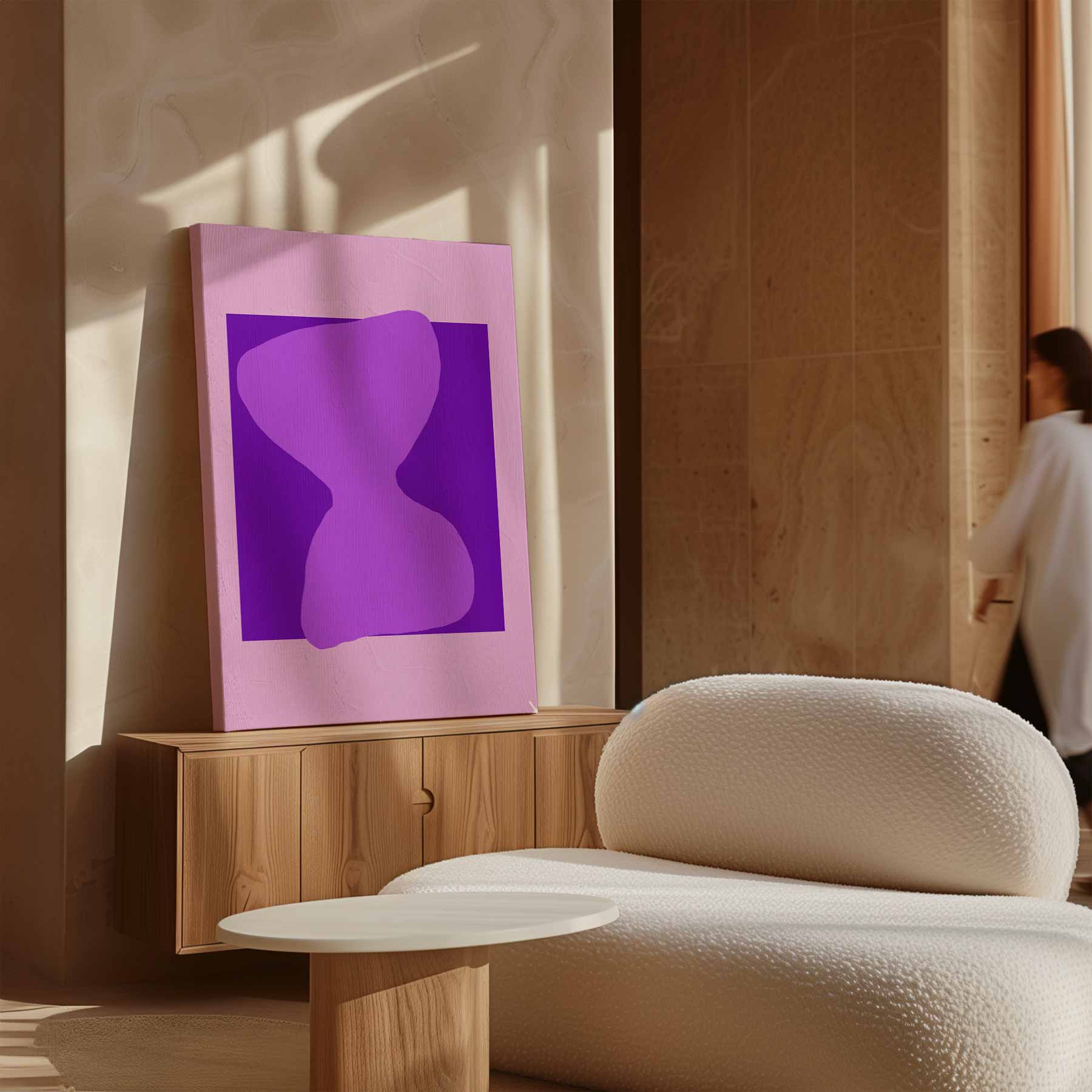 Speelse Paarse Vormen Kunstwerk-canvas-dibond-plexiglas-wanddecoratie-WallArtistic