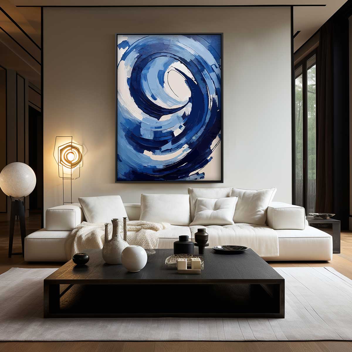 Blauwe Wirwar Kunstwerk-canvas-dibond-plexiglas-wanddecoratie-WallArtistic