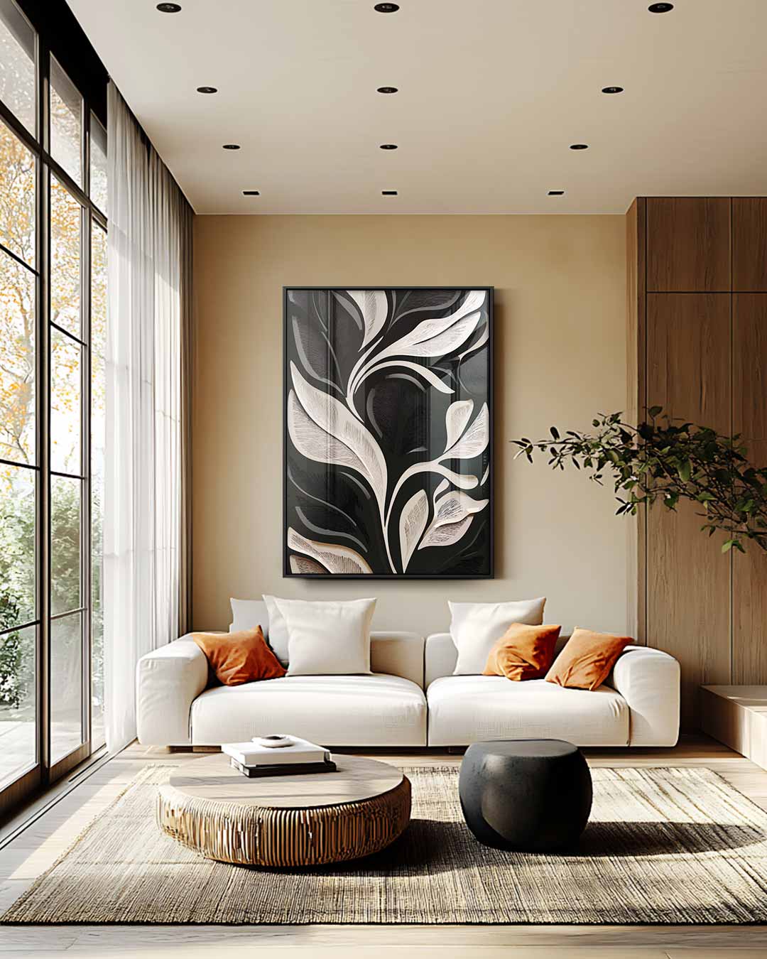 Moderne Bladpatroon Kunst Kunstwerk-canvas-dibond-plexiglas-wanddecoratie-WallArtistic