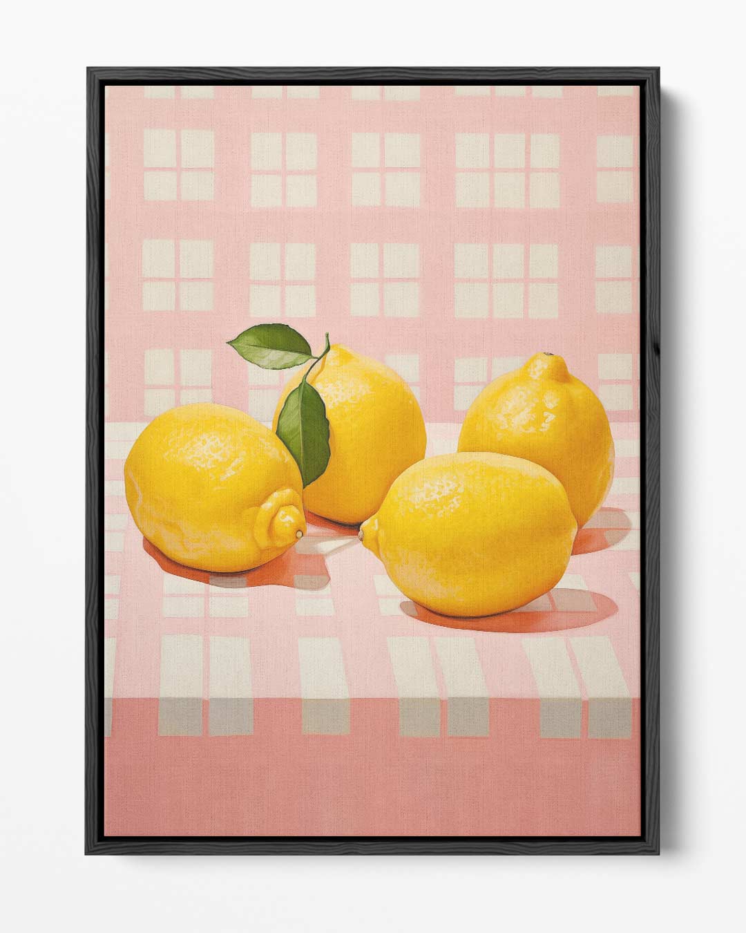 Sprankelende Citroenen op Roze Kunstwerk-canvas-dibond-plexiglas-wanddecoratie-WallArtistic