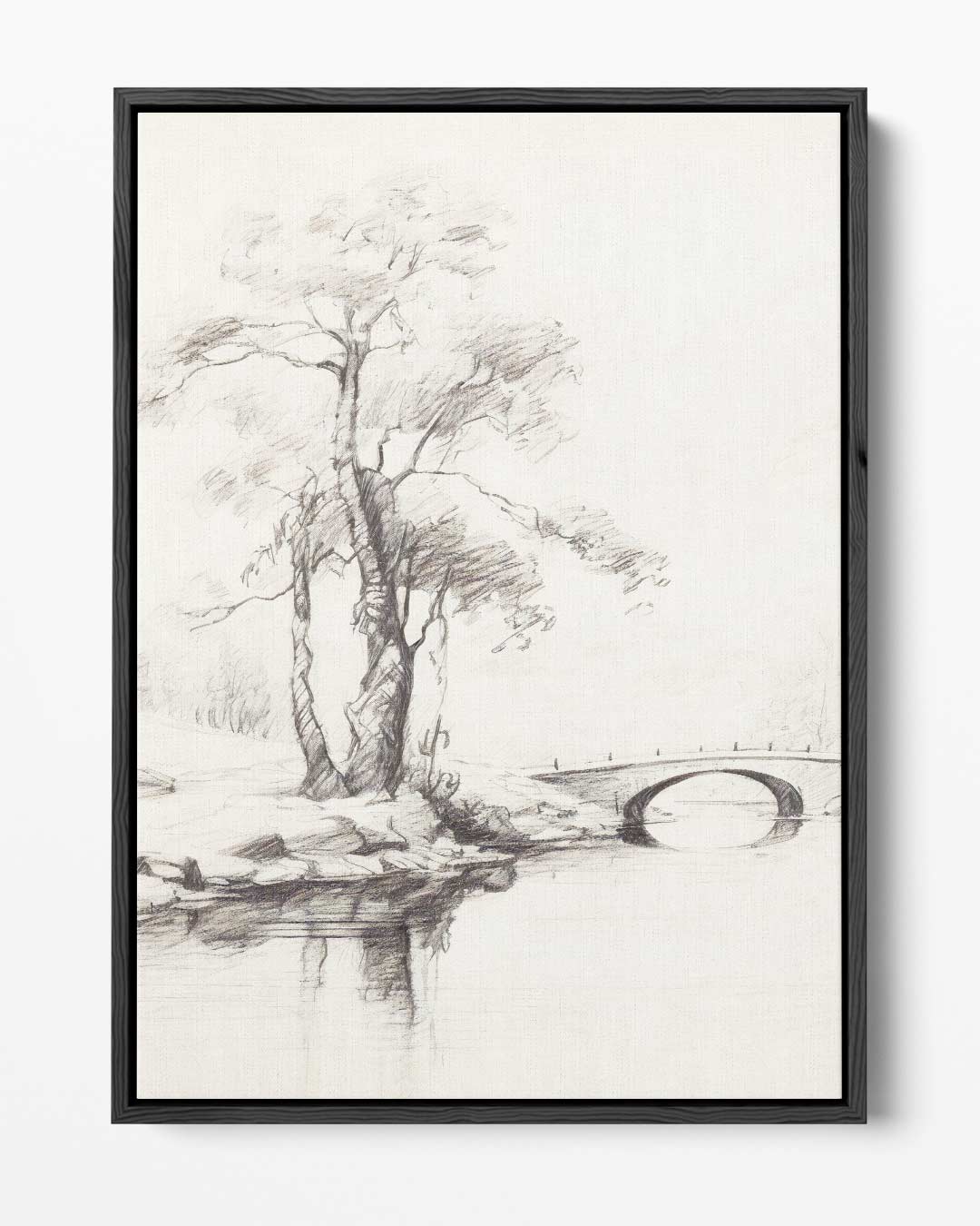 Elegante Boslandschap Schets Kunstwerk-canvas-dibond-plexiglas-wanddecoratie-WallArtistic