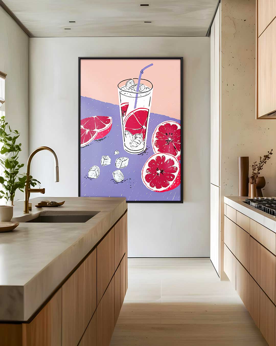 Zomers Grapefruit Avontuur Kunstwerk-canvas-dibond-plexiglas-wanddecoratie-WallArtistic