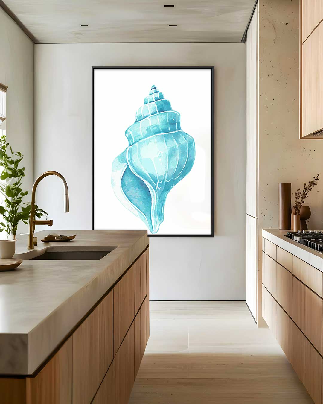 Turquoise Zeeschelp Kunstwerk Kunstwerk-canvas-dibond-plexiglas-wanddecoratie-WallArtistic