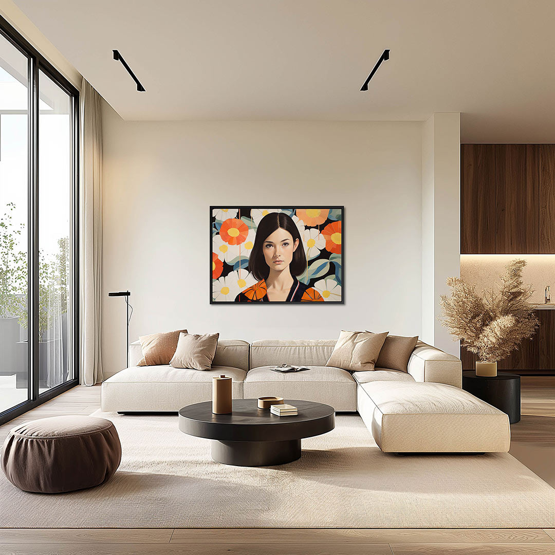 Vrouw met bloemen Kunstwerk