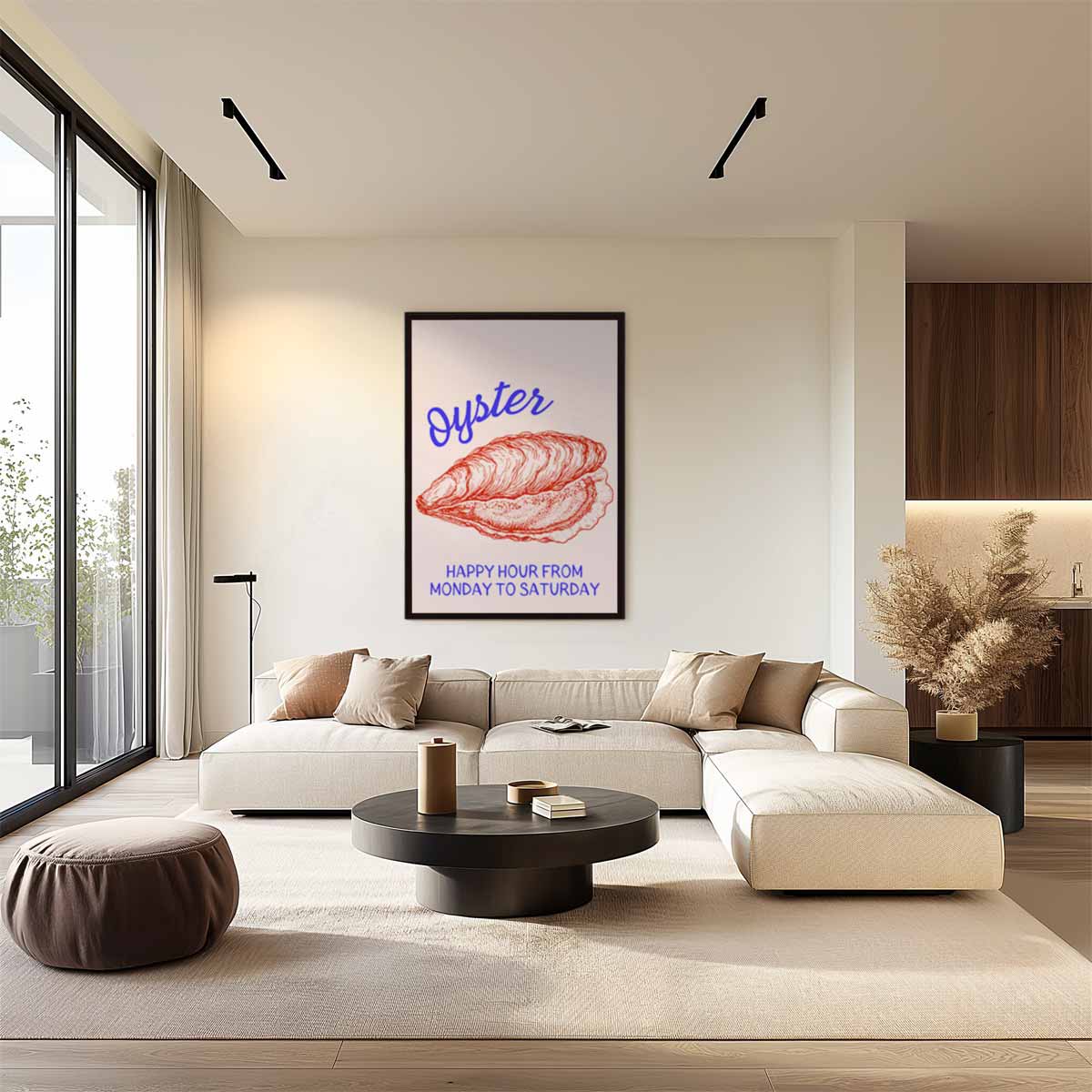 Oester Illustratie Poster Kunstwerk-canvas-dibond-plexiglas-wanddecoratie-WallArtistic