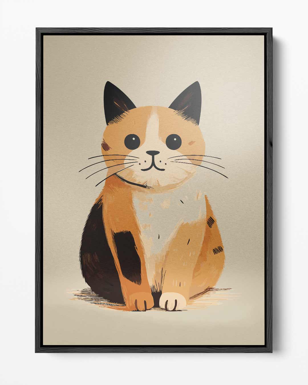 Schattige Kat Illustratie Kunstwerk-canvas-dibond-plexiglas-wanddecoratie-WallArtistic