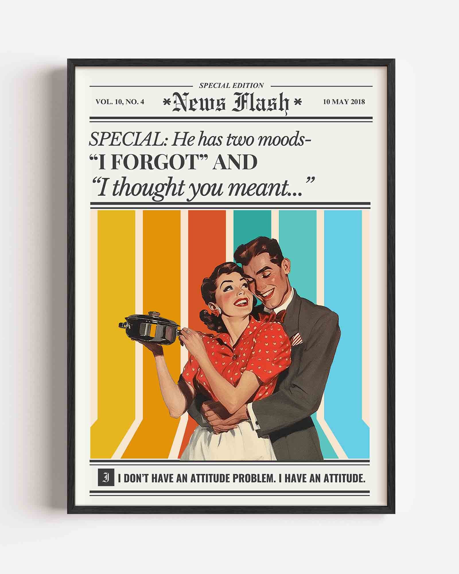 Retro koppel met kleurrijke achtergrond Poster