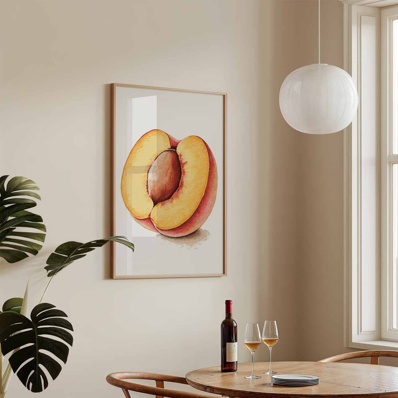 Zonnige Perzik Illustratie Poster
