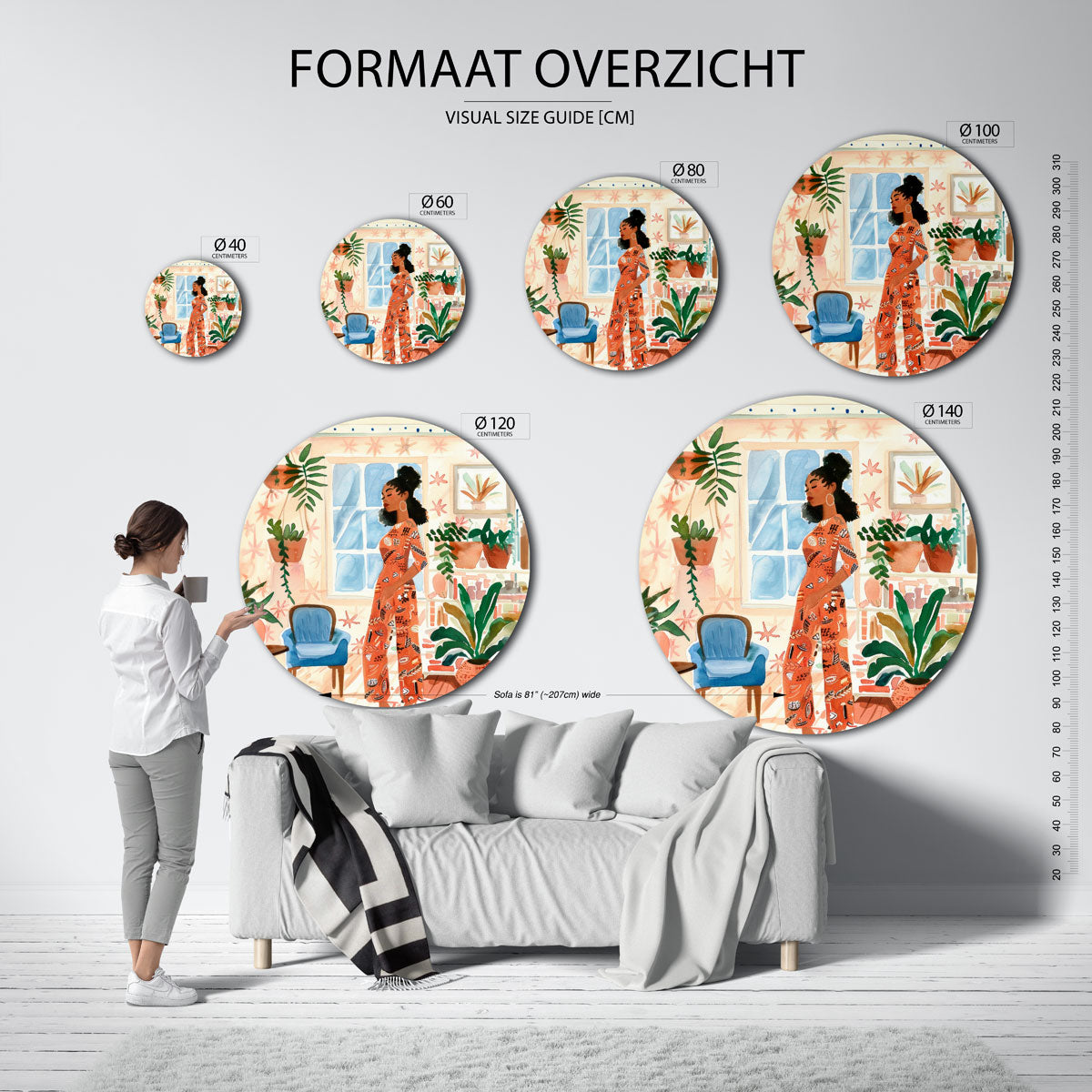 Vrouw in interieur Muurcirkel