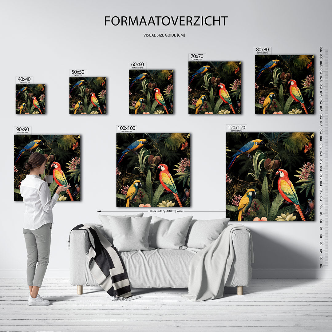 Exotische vogels en planten Kunstwerk