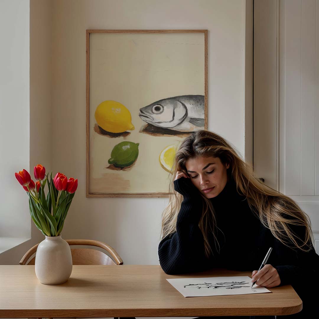 Mediterrane Vis en Citrus Poster-WallArtistic