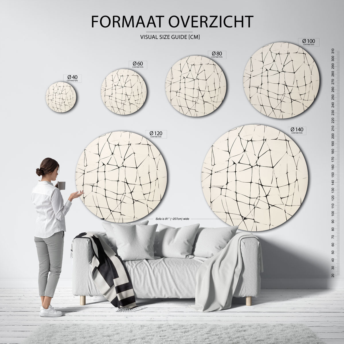 Abstracte lijnen Muurcirkel