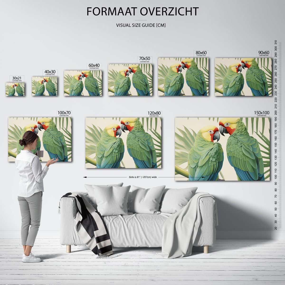 Papegaaien met bladeren Poster