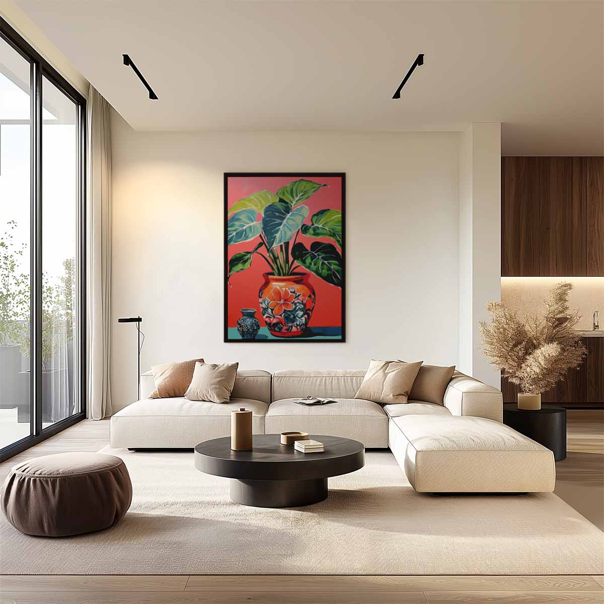 Kleurrijke Bladeren in Bloempotten Kunstwerk-canvas-dibond-plexiglas-wanddecoratie-WallArtistic