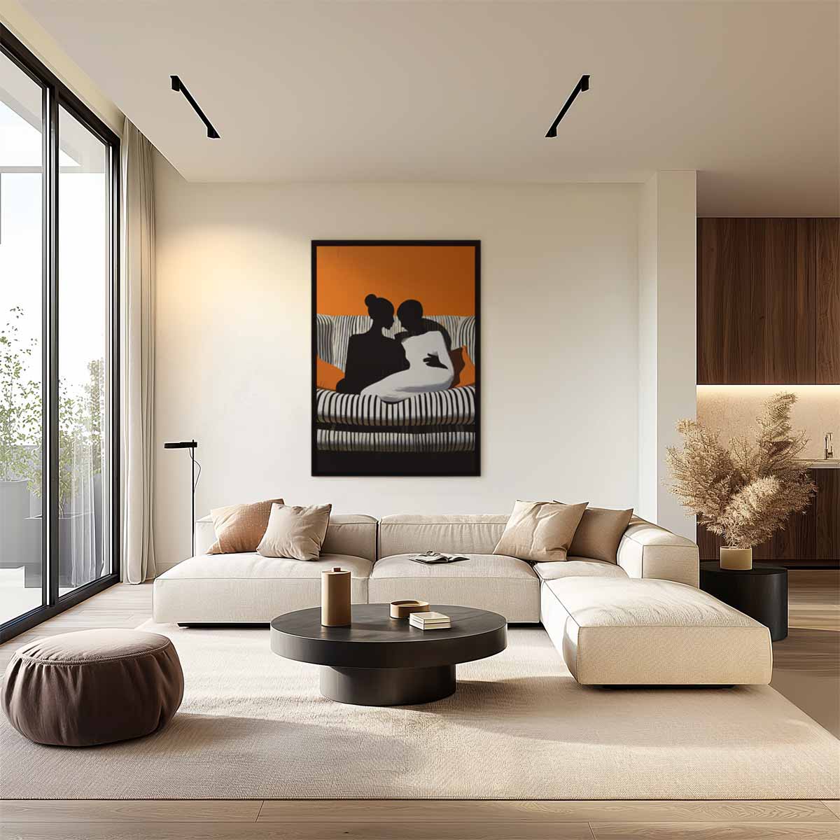 Intieme Band op de Bank Kunstwerk-canvas-dibond-plexiglas-wanddecoratie-WallArtistic