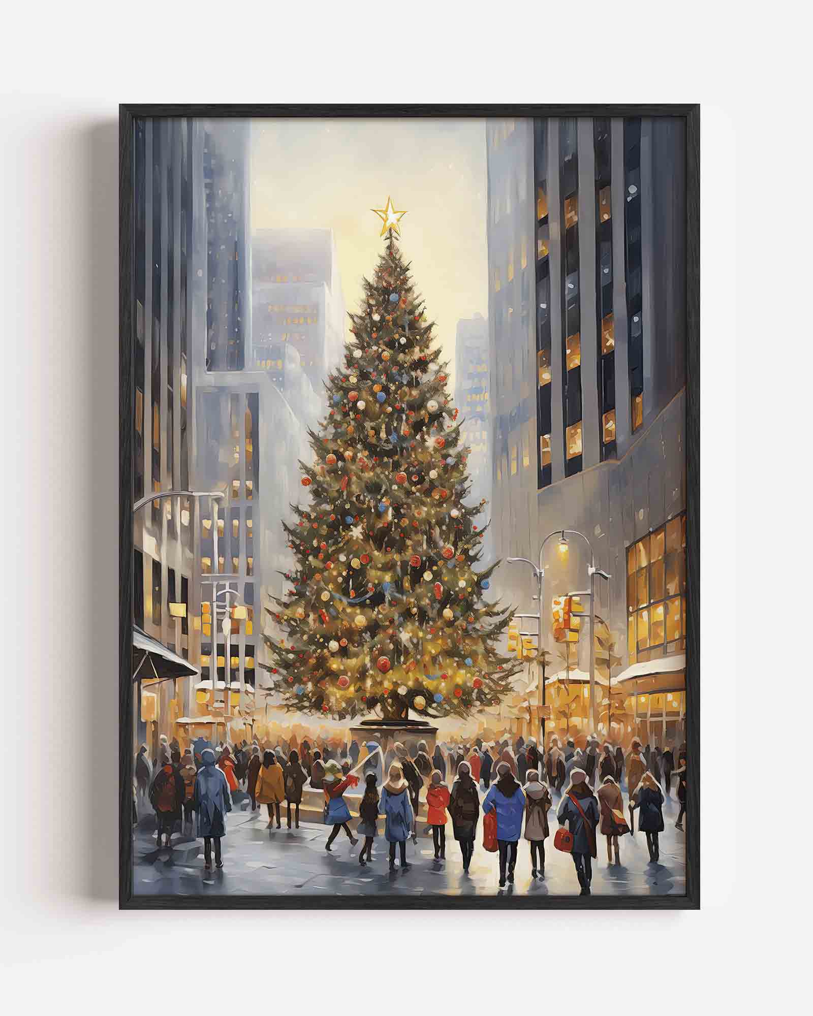 Kerstboom in stadsplein Poster