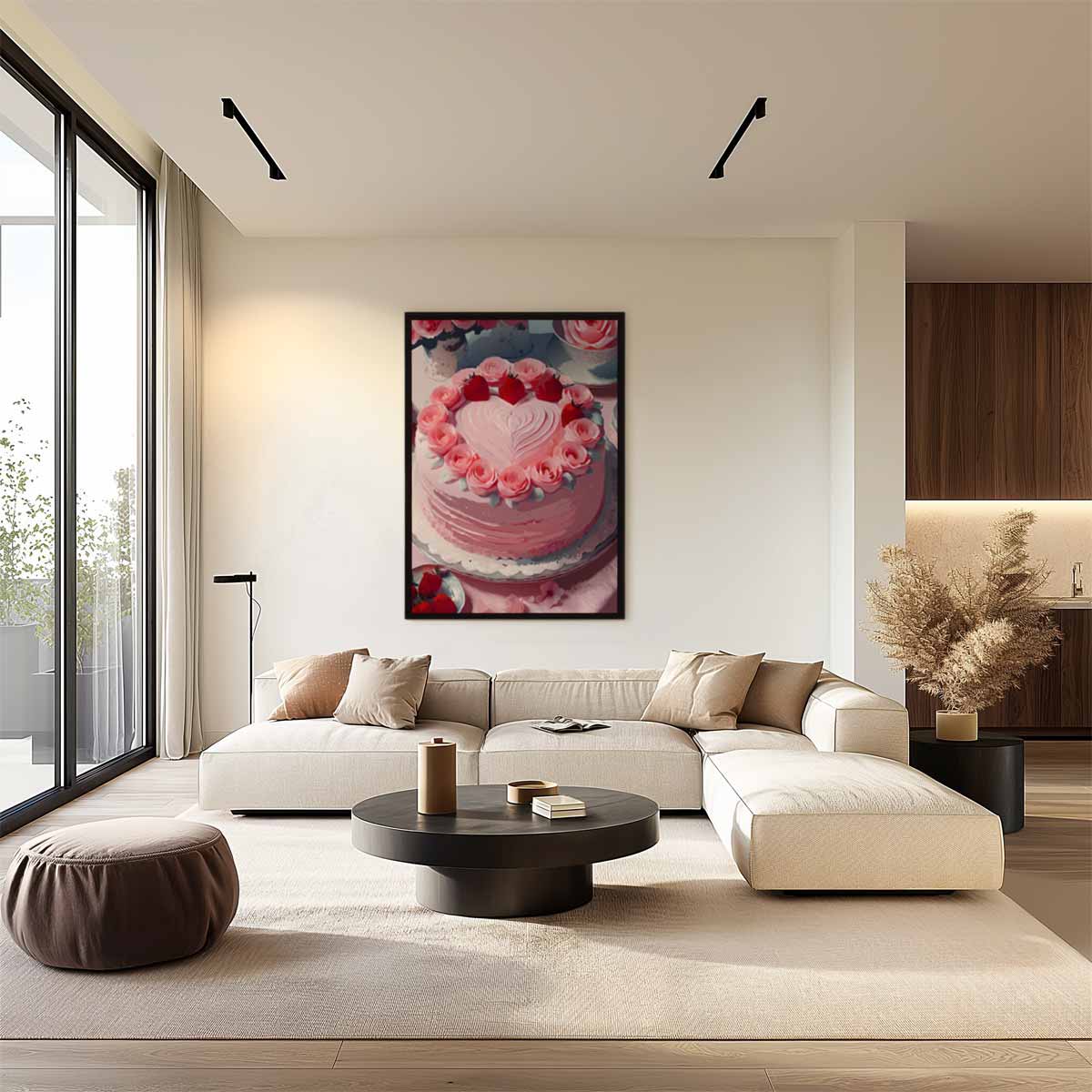 Romantische Rozen Taart Kunstwerk-canvas-dibond-plexiglas-wanddecoratie-WallArtistic