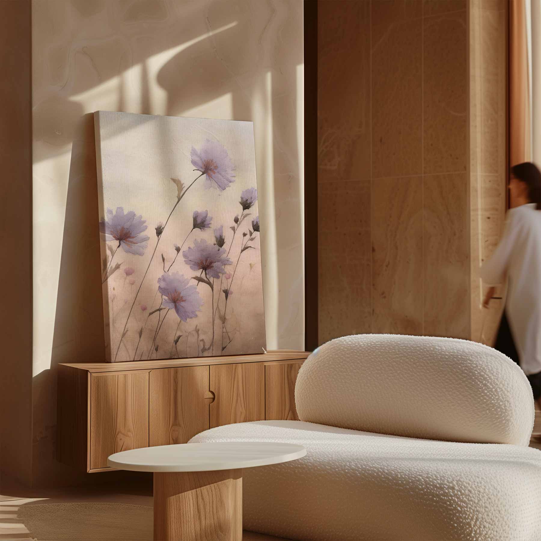 Zacht Lila Bloemenveld Kunstwerk-canvas-dibond-plexiglas-wanddecoratie-WallArtistic