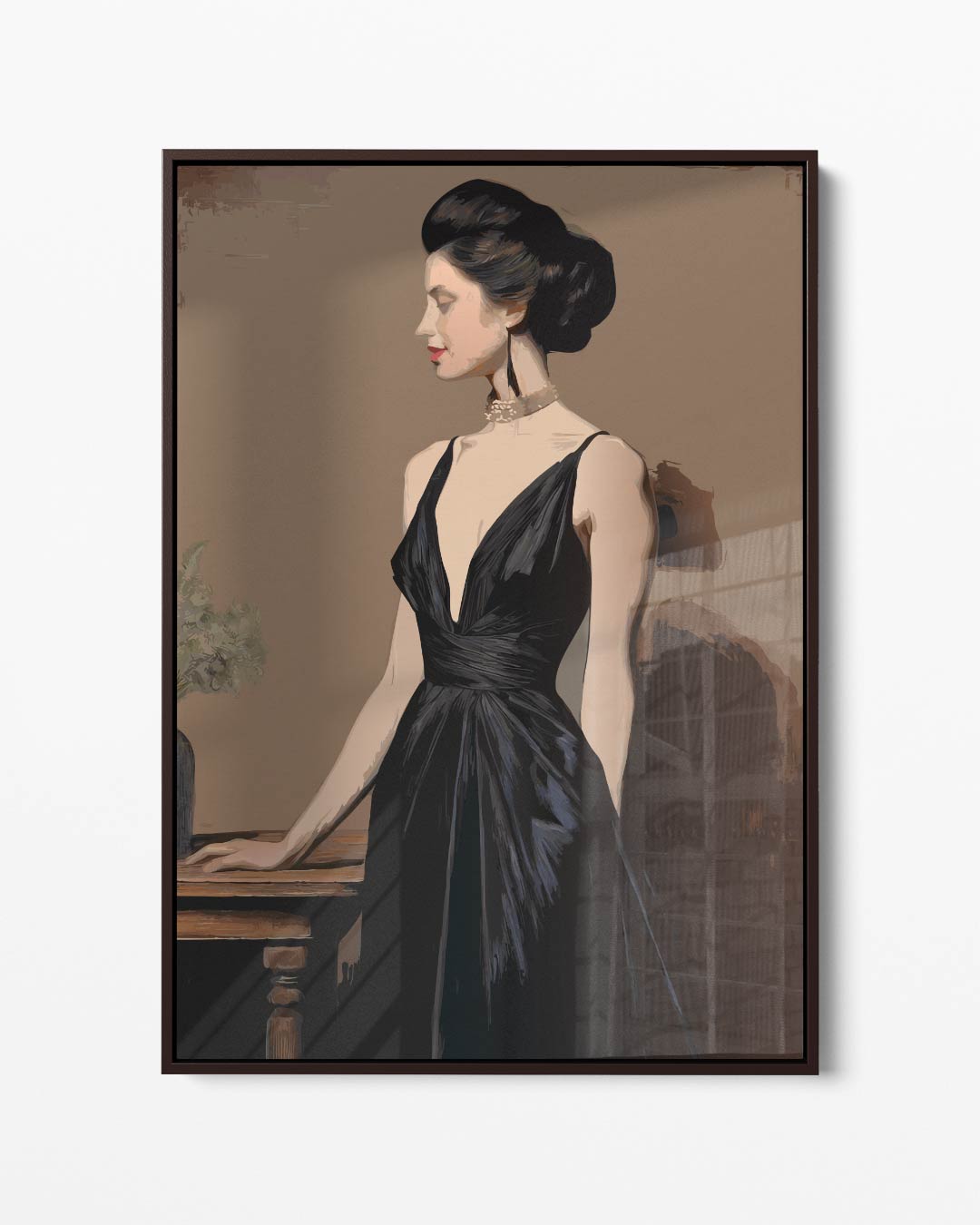 Elegante Dame in Zwart Kunstwerk-canvas-dibond-plexiglas-wanddecoratie-WallArtistic