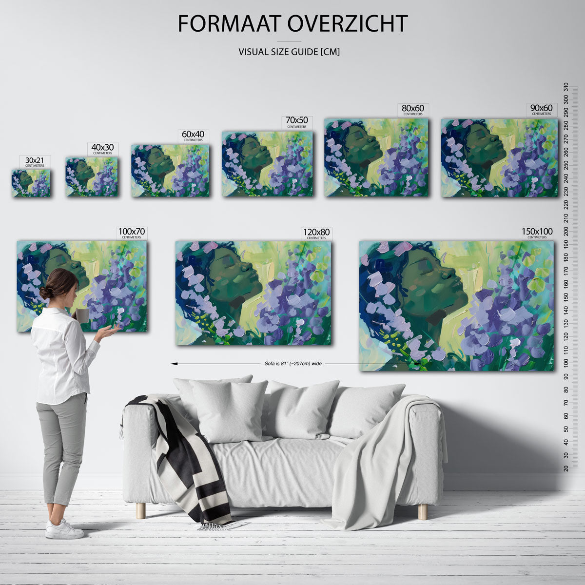 Bloemen en gezicht Poster