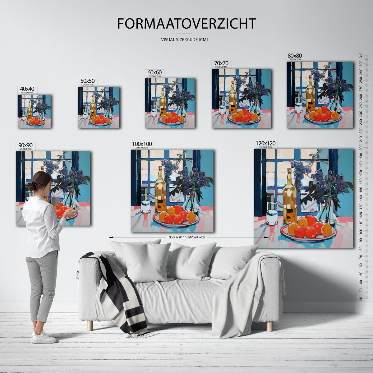 Stilleven met fruit en fles Poster