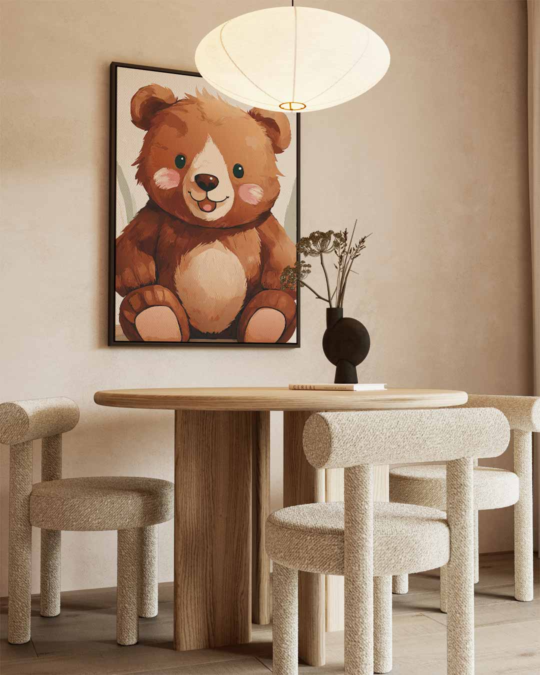 Schattige Knuffelbeer Illustratie Kunstwerk-canvas-dibond-plexiglas-wanddecoratie-WallArtistic