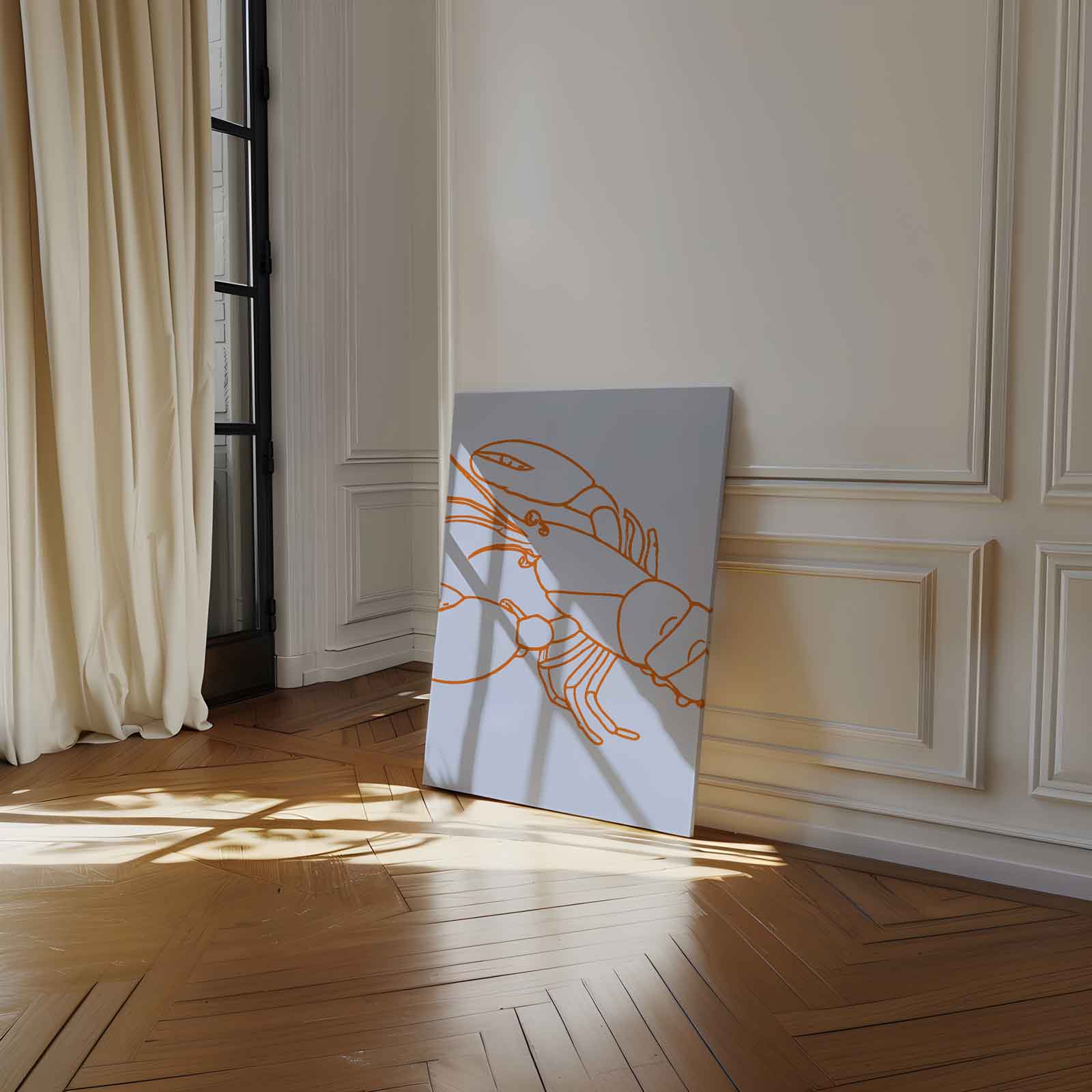 Moderne Oranjekreeft Illustratie Kunstwerk-canvas-dibond-plexiglas-wanddecoratie-WallArtistic