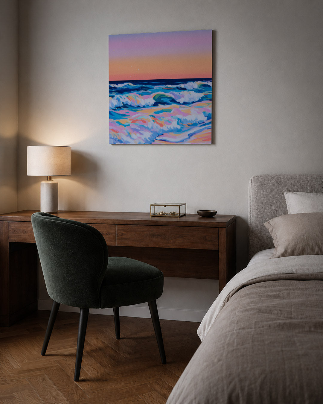 Kleurrijke zee golven Kunstwerk