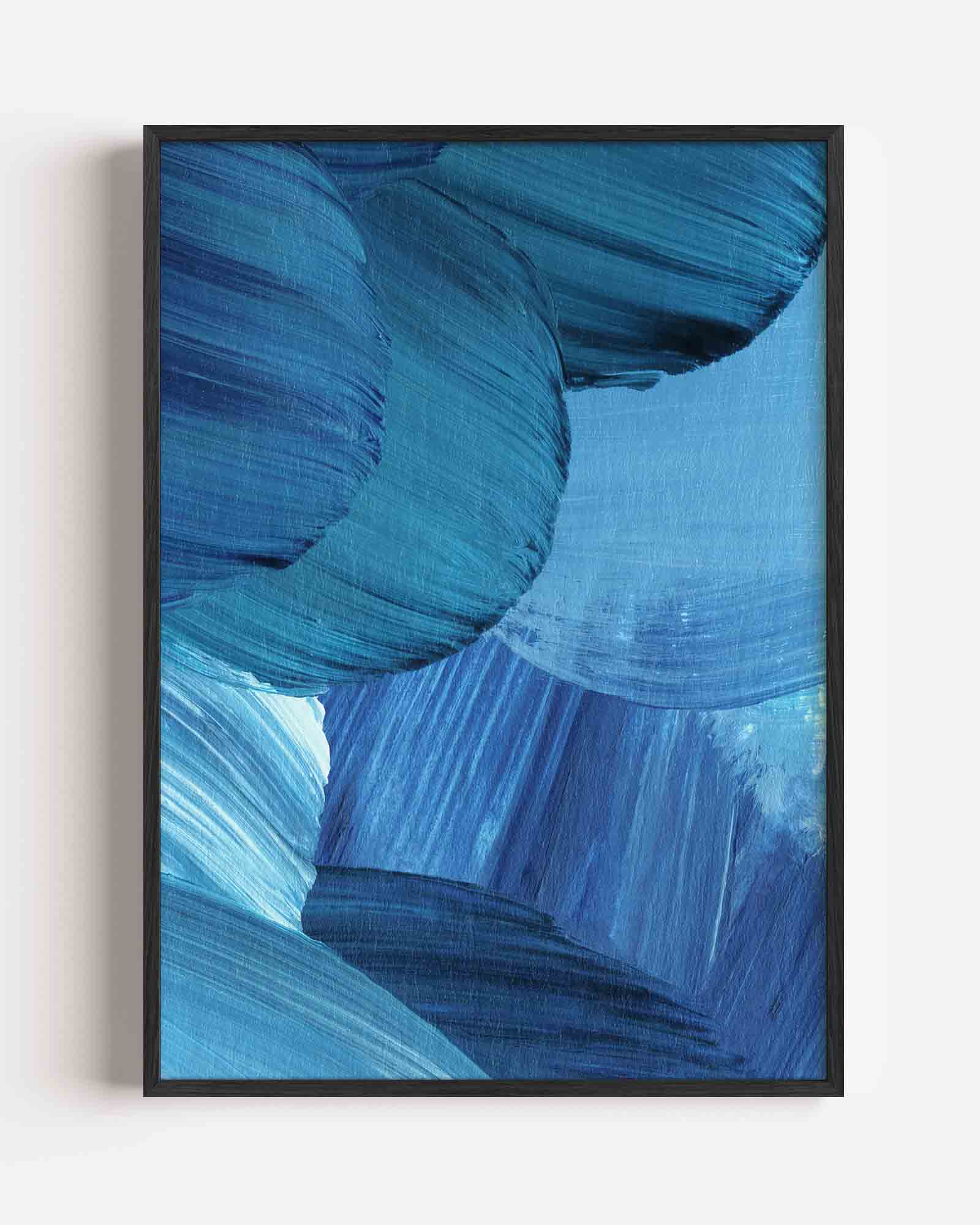 Blauwe penseelstreken Poster