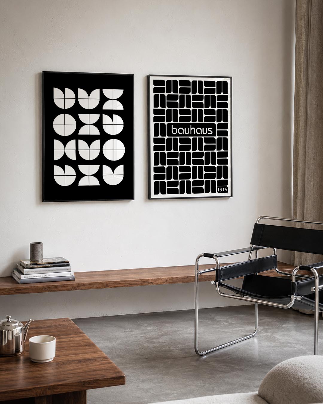 Vormenspel in zwart wit Posterset