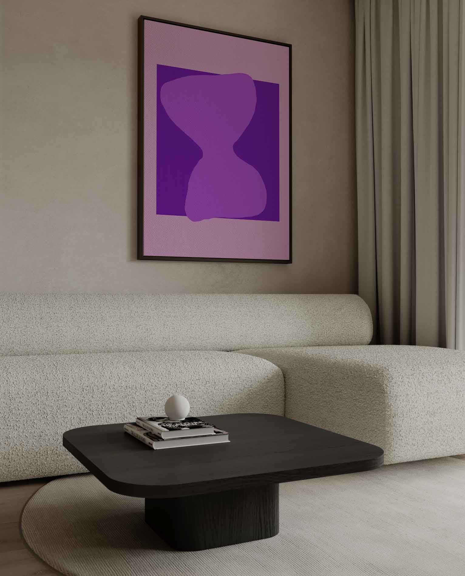 Speelse Paarse Vormen Kunstwerk-canvas-dibond-plexiglas-wanddecoratie-WallArtistic