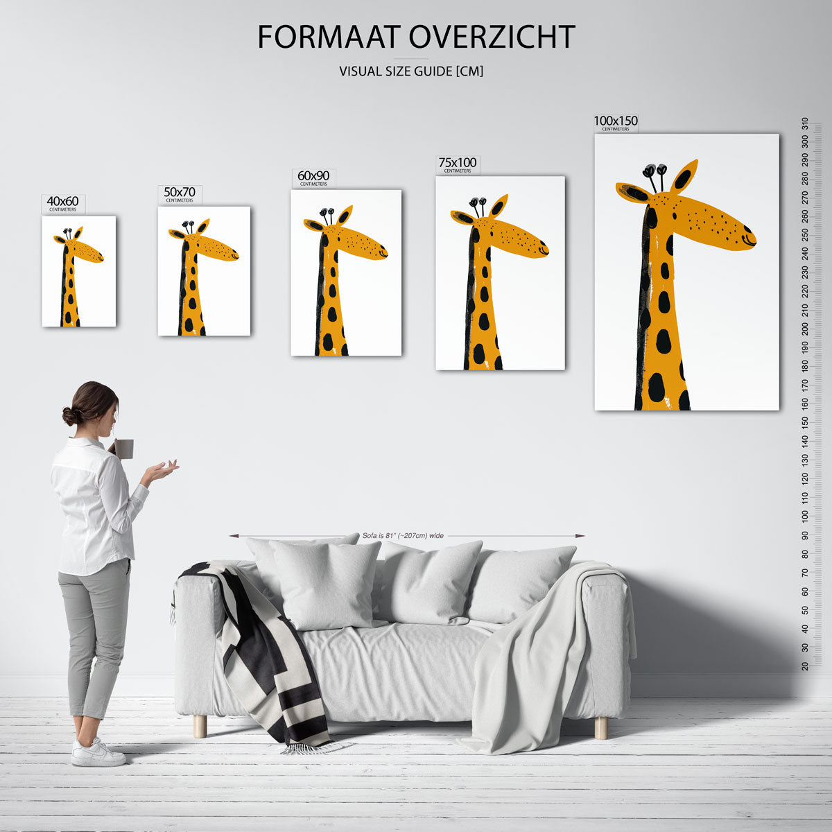 Speelse giraffe illustratie Kunstwerk