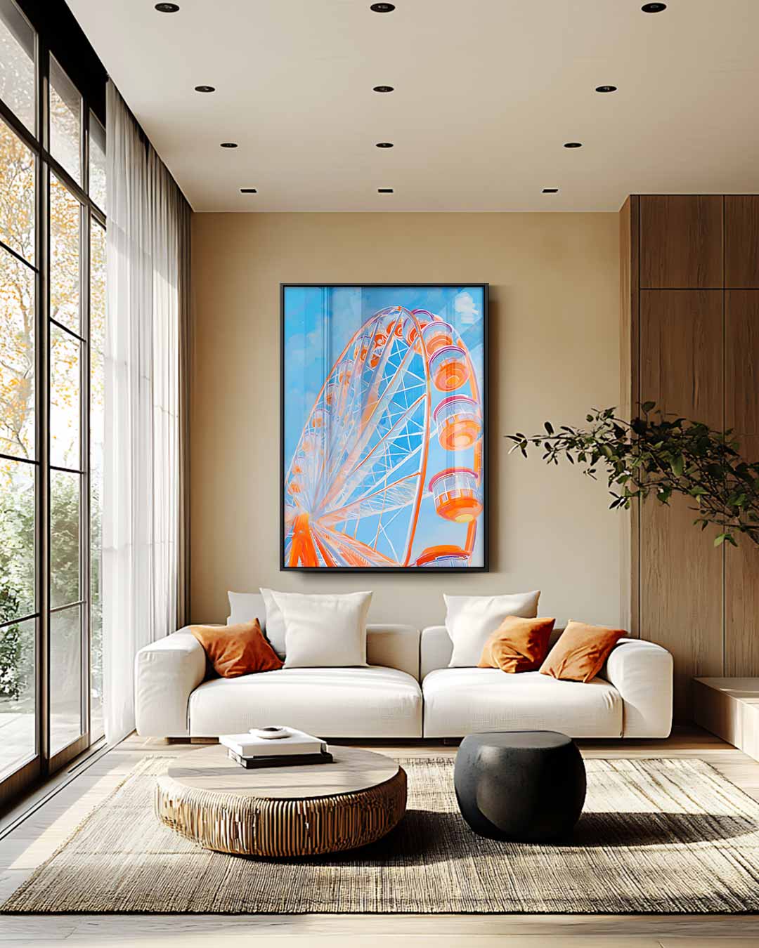 Kleurrijke Reuzenrad Fantasie Kunstwerk-canvas-dibond-plexiglas-wanddecoratie-WallArtistic