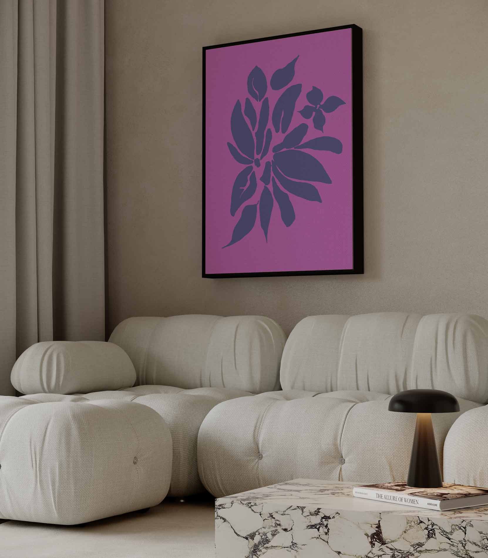 Vrolijke Bloemenprint op Roze Kunstwerk-canvas-dibond-plexiglas-wanddecoratie-WallArtistic