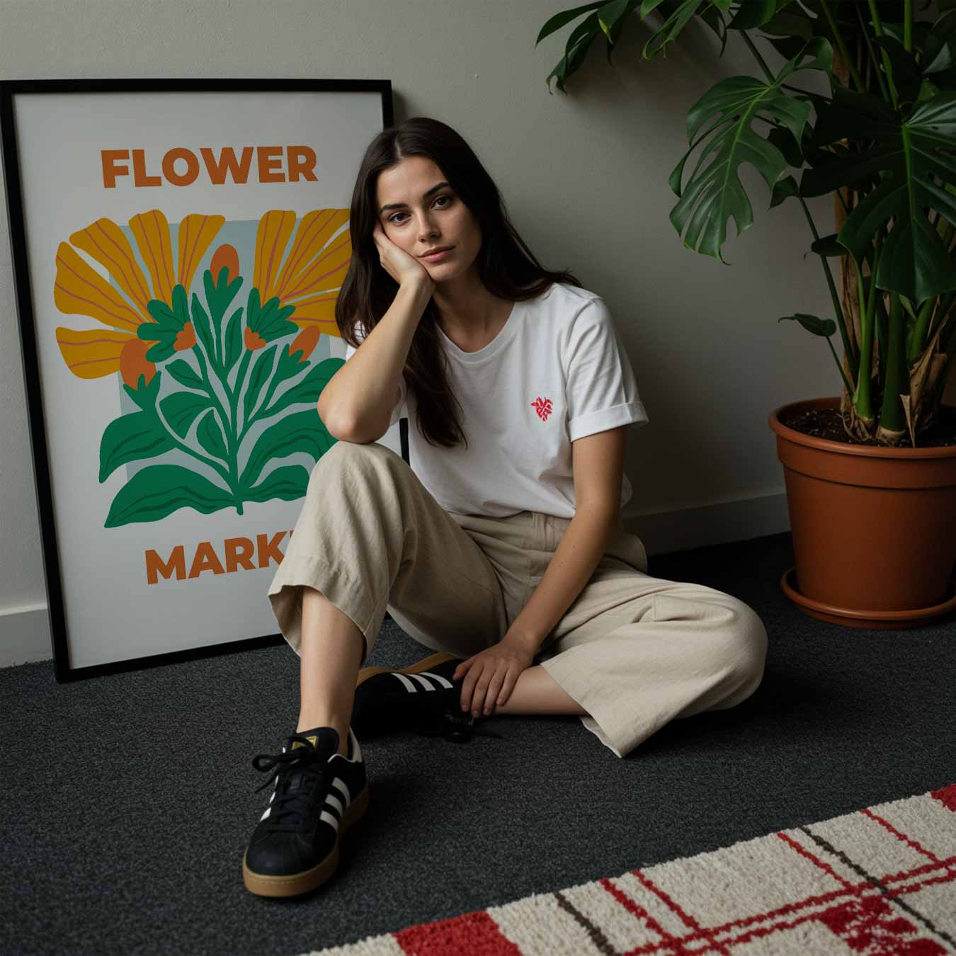Kleurrijke Bloemenmarkt Poster