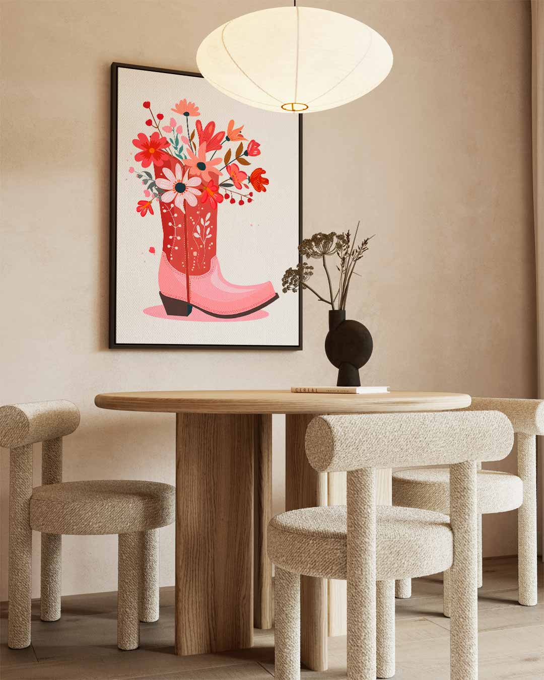 Bloemen Cowboylaars Illustratie Kunstwerk-canvas-dibond-plexiglas-wanddecoratie-WallArtistic