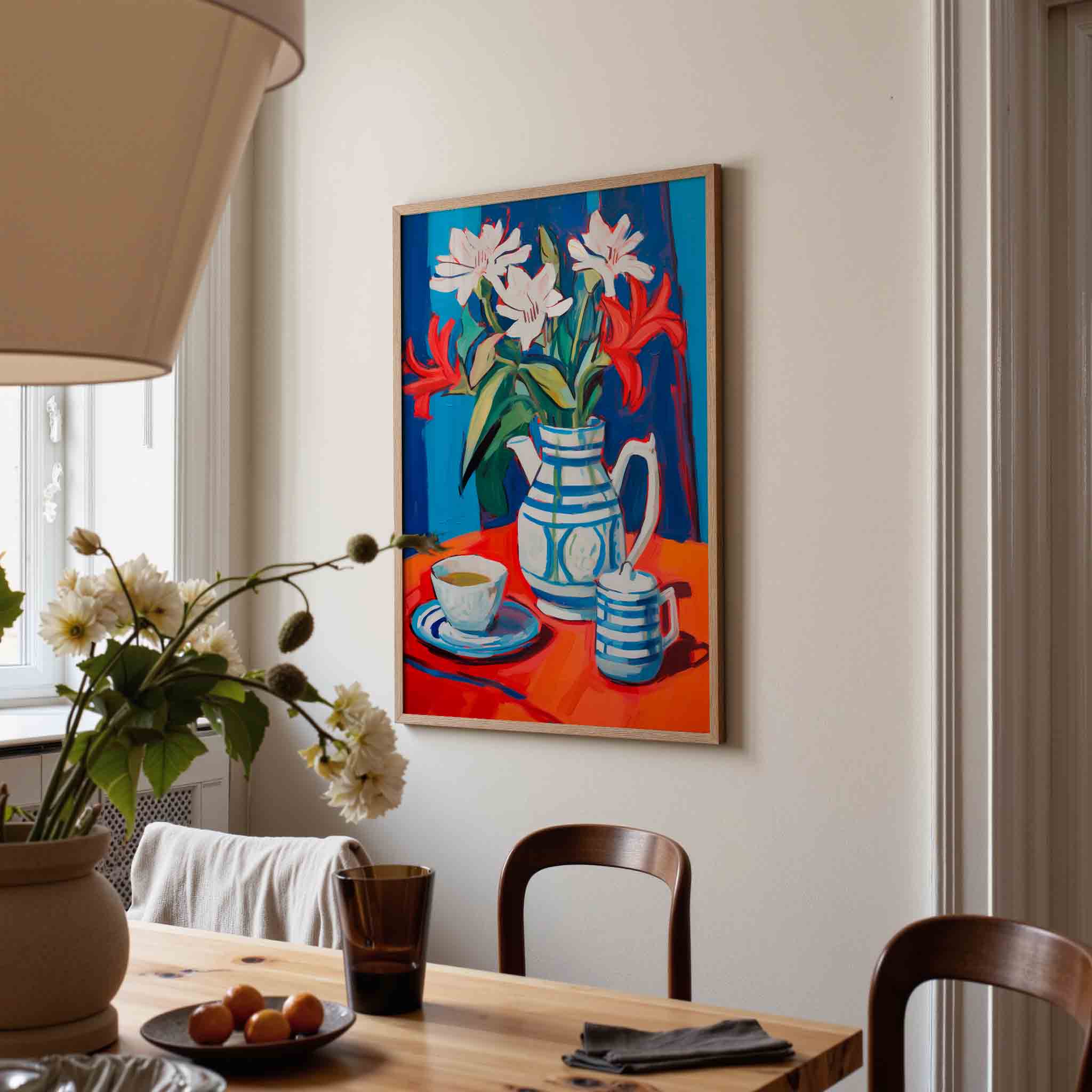 Bloemen en servies Poster