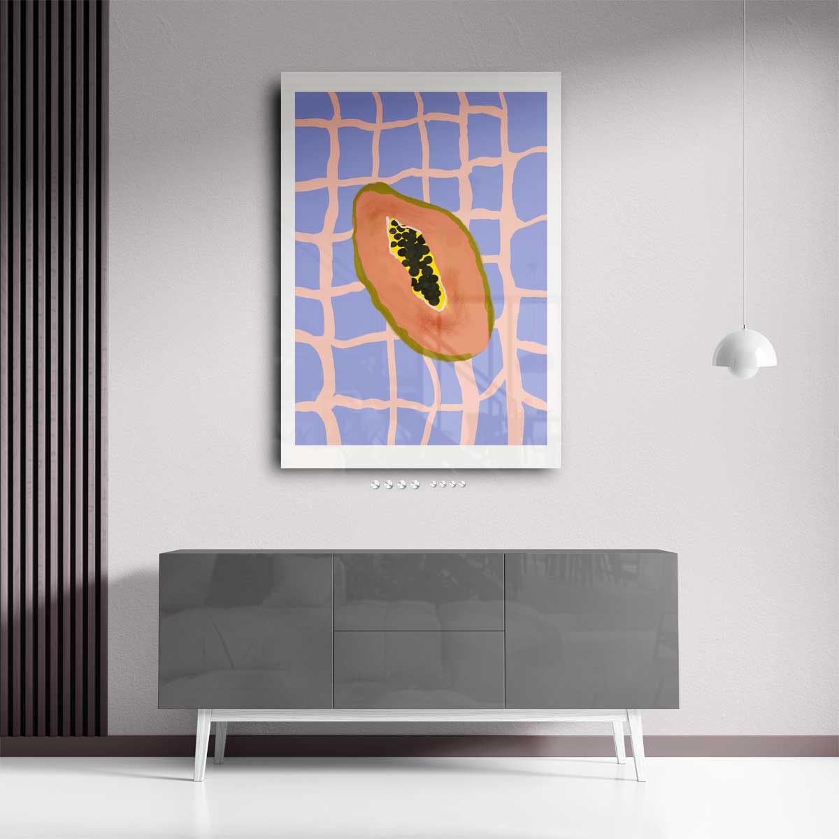 Tropische Papaya Vibes Kunstwerk-canvas-dibond-plexiglas-wanddecoratie-WallArtistic