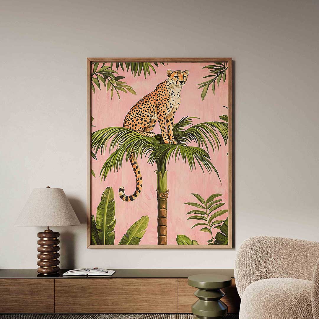 Luipaard op palm Poster