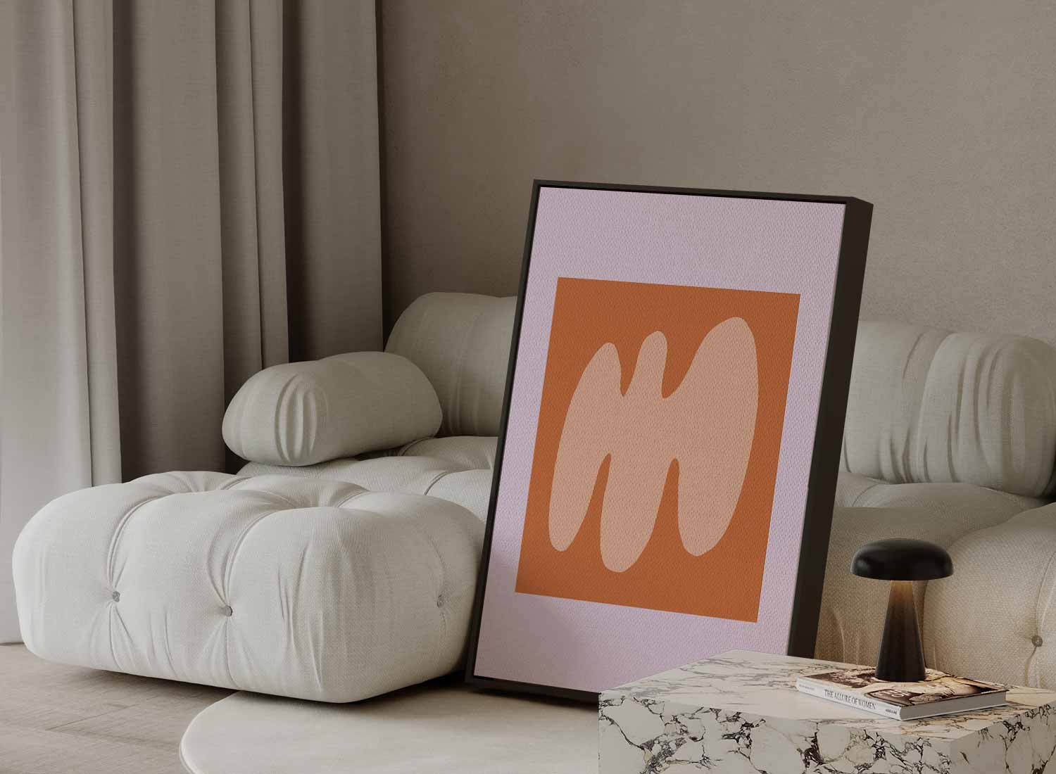 Zachte Abstractie in Perzikkleur Kunstwerk-canvas-dibond-plexiglas-wanddecoratie-WallArtistic