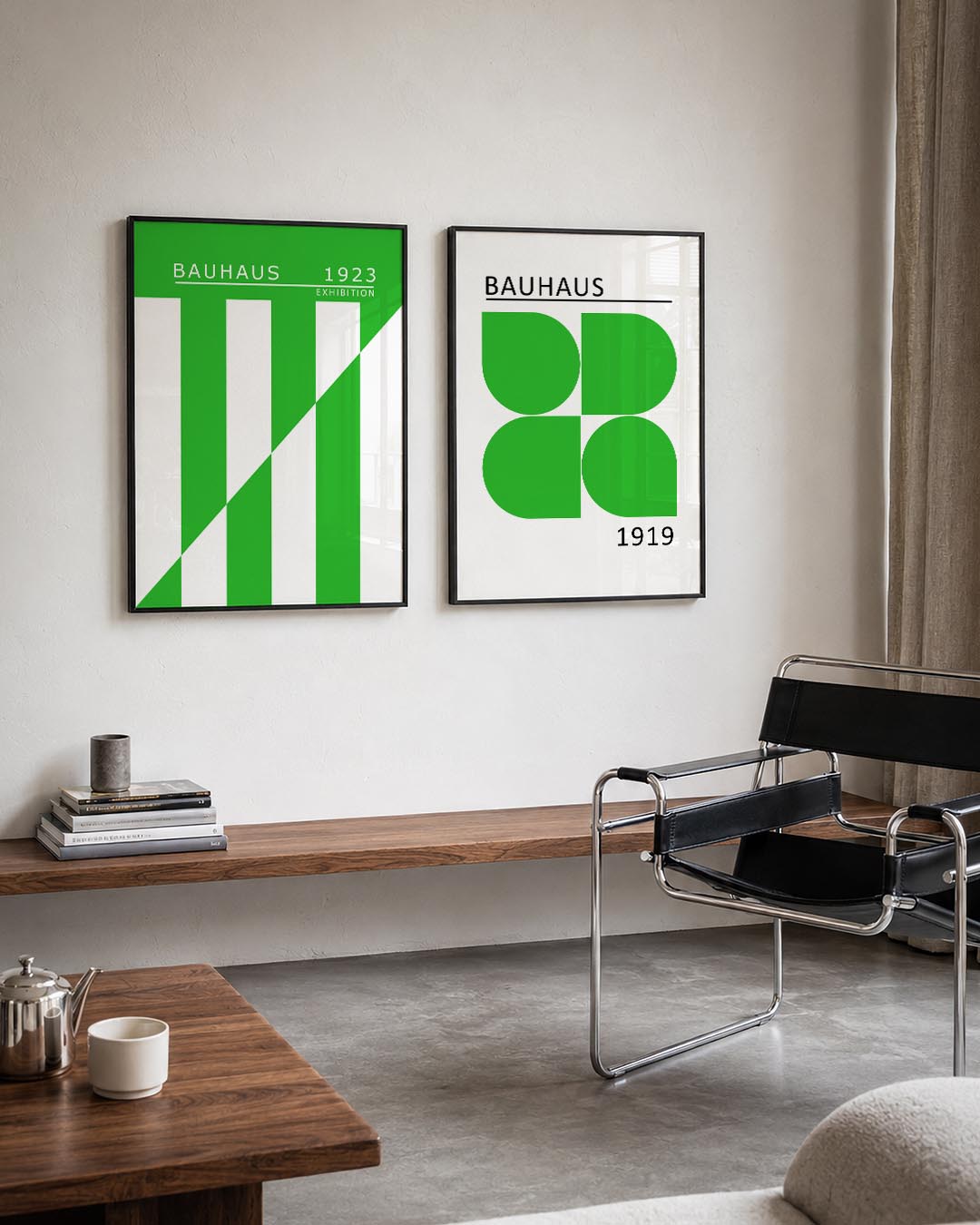 Groene lijnenspel Posterset