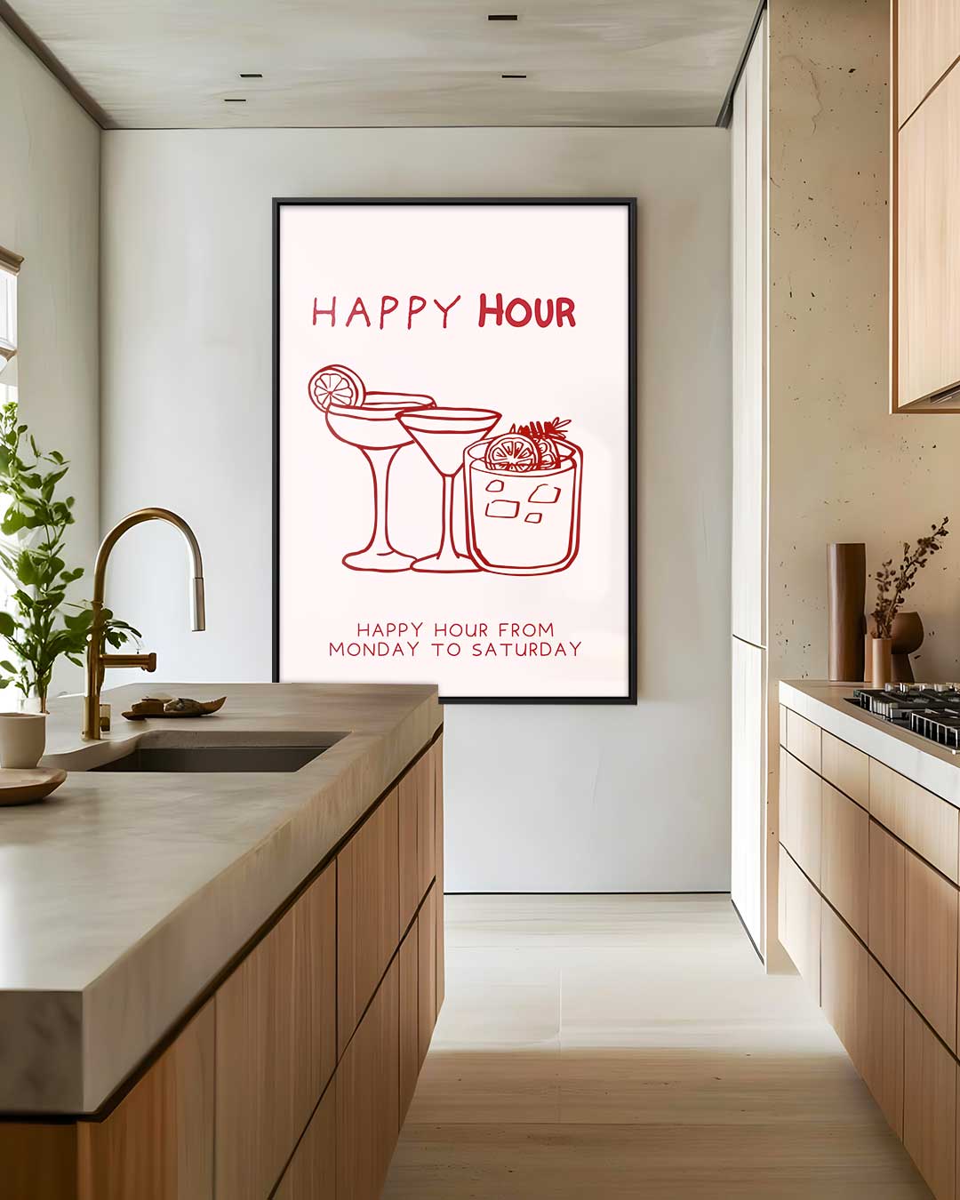 Happy Hour Illustratie Kunstwerk-canvas-dibond-plexiglas-wanddecoratie-WallArtistic
