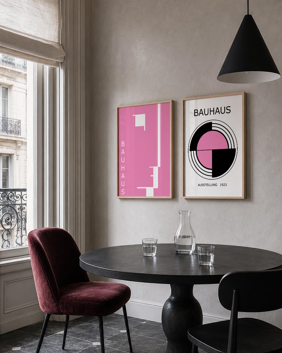 Roze lijnenspel Posterset