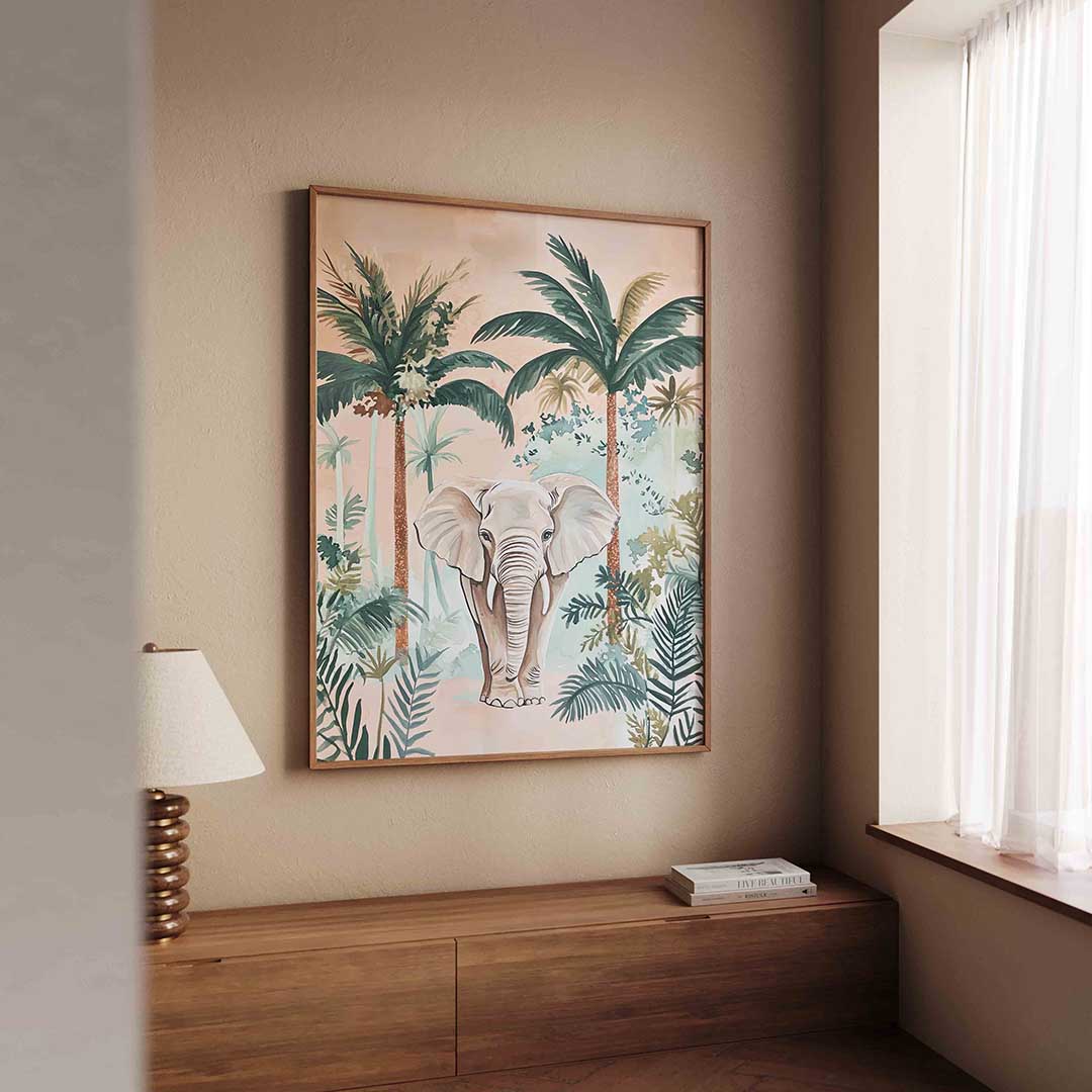 Olifant en palmbomen Poster