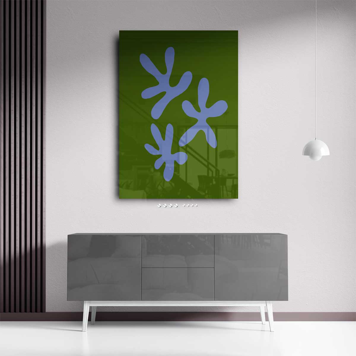 Vrolijke Vormen Op Groen Kunstwerk-canvas-dibond-plexiglas-wanddecoratie-WallArtistic