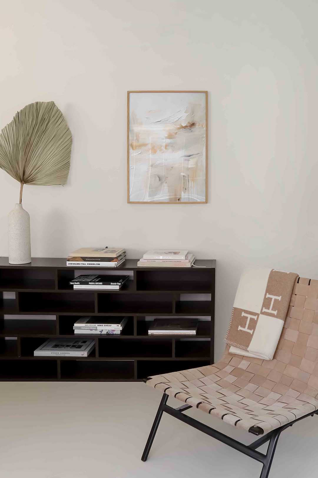 Beige en wit abstracte Poster