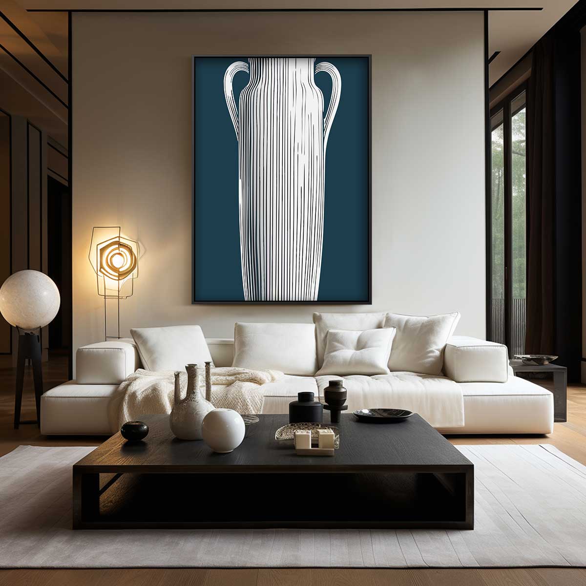 Elegante Gestreepte Vaas Kunstwerk-canvas-dibond-plexiglas-wanddecoratie-WallArtistic