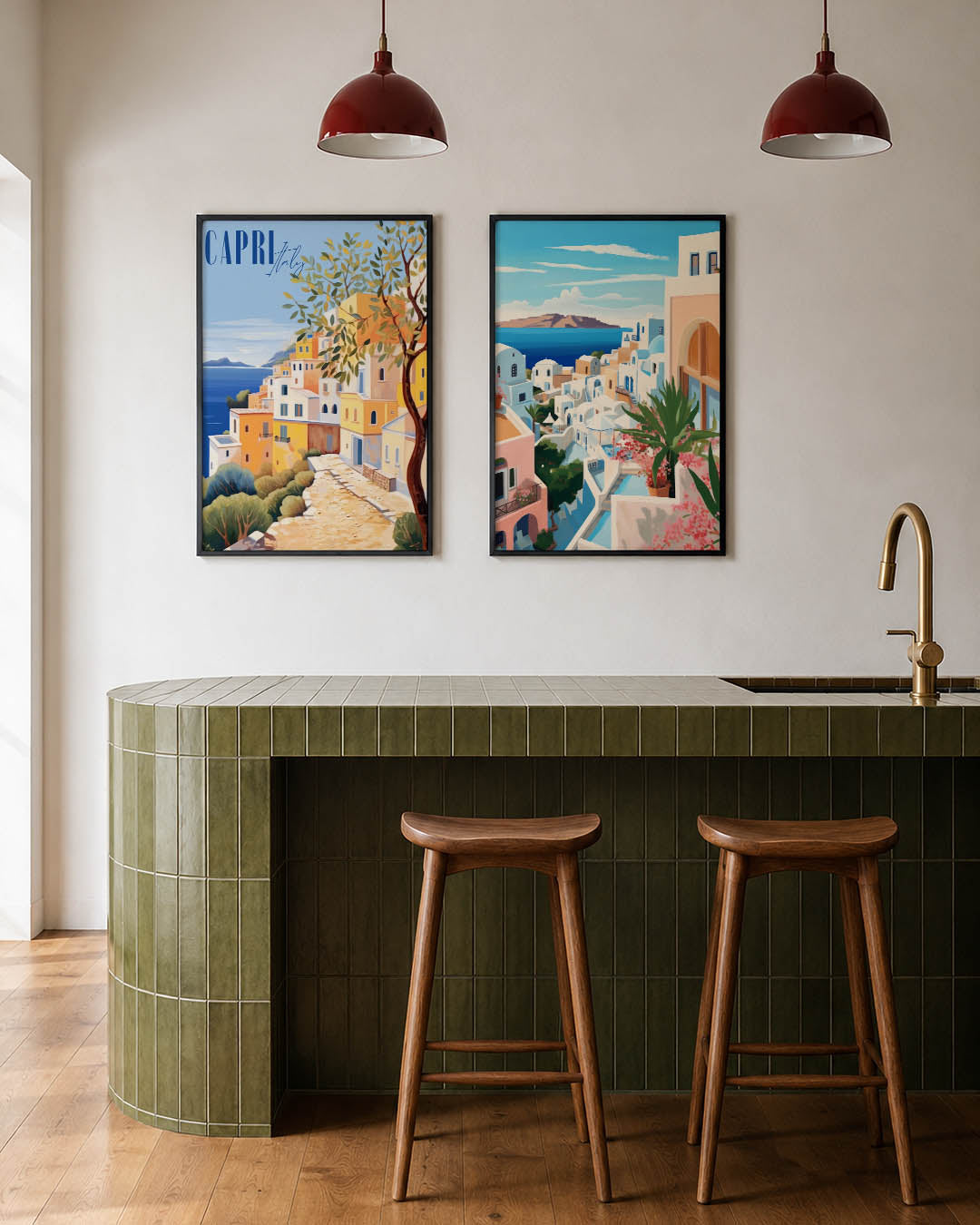 Zonnige kustlijn Posterset